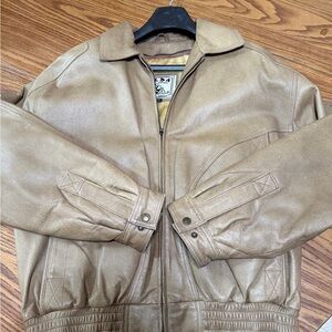 Wilda Men's Tan Leather Bomber Jacket